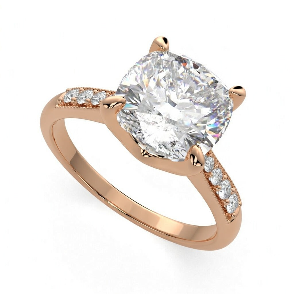 Federica 3.4 Carat Cushion Cut 4 Prong Engagement Ring