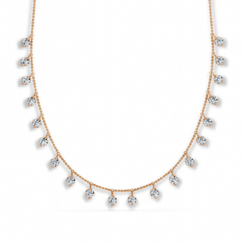 2.2 Ct Round Cut Diamond Chain Necklace VS1 D-F White Gold 14k