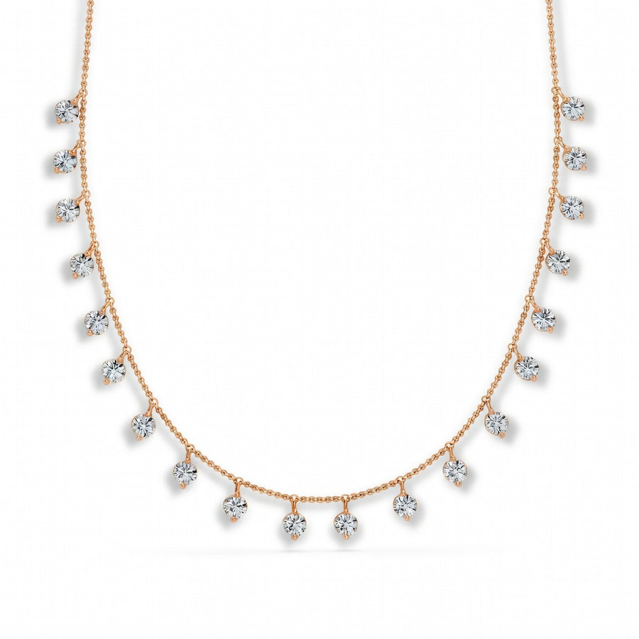 2.2 Ct Round Cut Diamond Chain Necklace VS1 D-F White Gold 14k