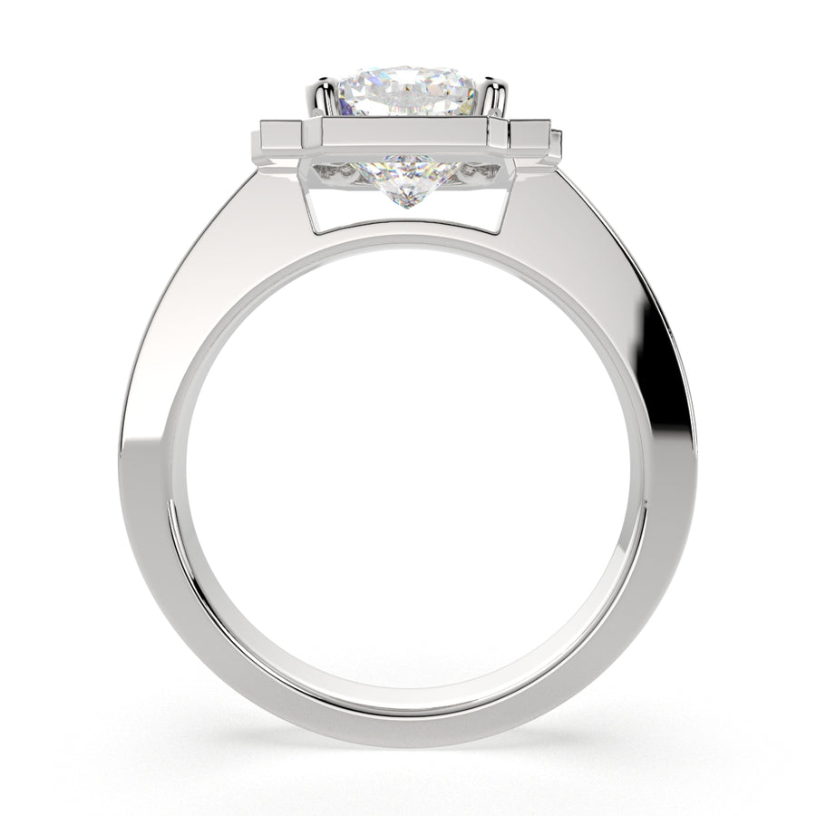 Amalia 4.5 Carat Cushion Cut Halo Pave Engagement Ring