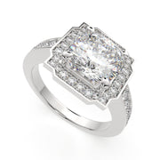 3.5 Carat VS1 D Lab Grown Diamond Halo Pave Cushion Ring