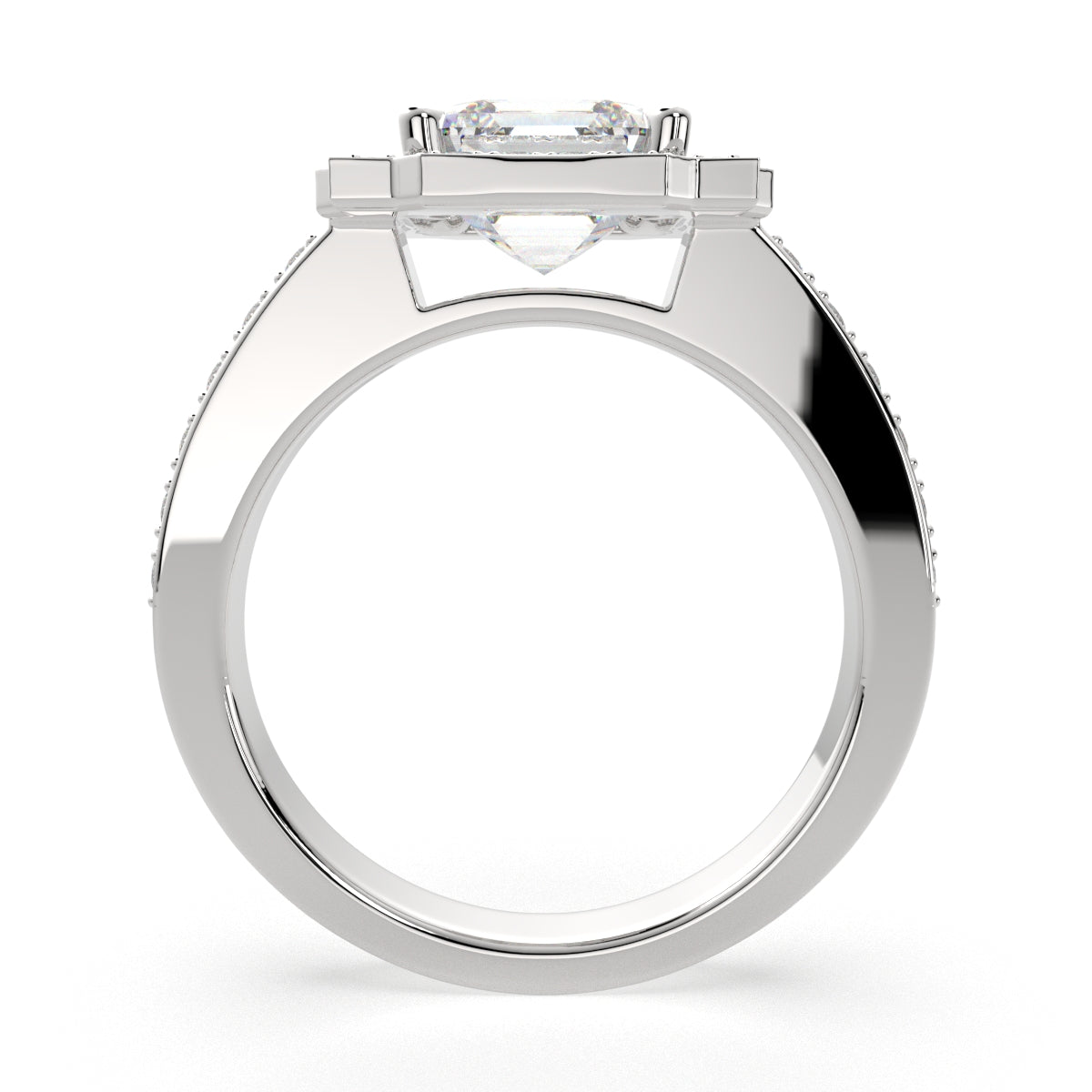 2.5 Carat VS1 D Lab Grown Diamond Halo Pave Emerald Ring