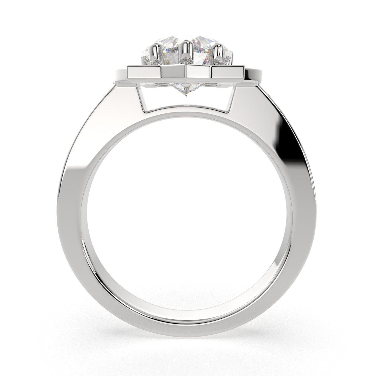 1.5 Carat VS1 D Lab Grown Diamond Halo Pave Heart Ring