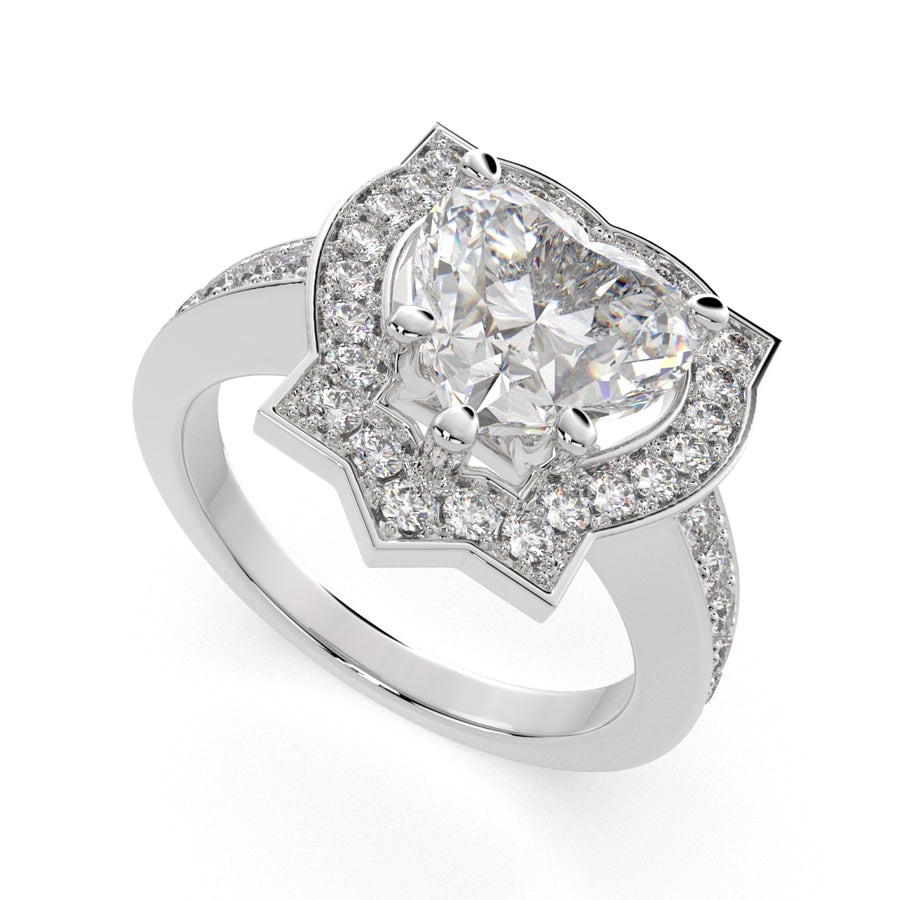 Amalia 1.5 Carat Heart Cut Halo Pave Engagement Ring