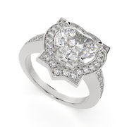 1.5 Carat VS1 D Lab Grown Diamond Halo Pave Heart Ring