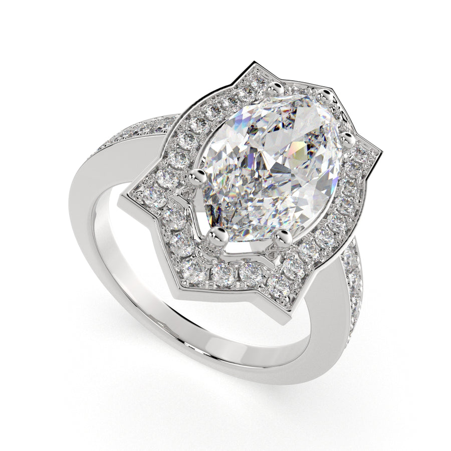 Amalia 3.5 Carat Marquise Cut Halo Pave Engagement Ring