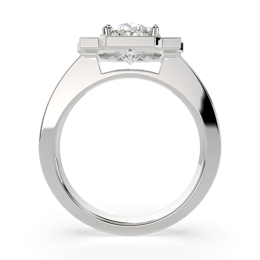 Amalia 1.5 Carat Oval Cut Halo Pave Engagement Ring