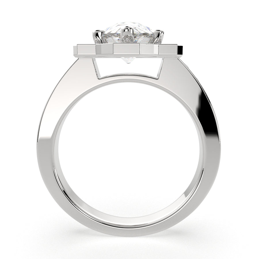 Amalia 1.5 Carat Pear Cut Halo Pave Engagement Ring