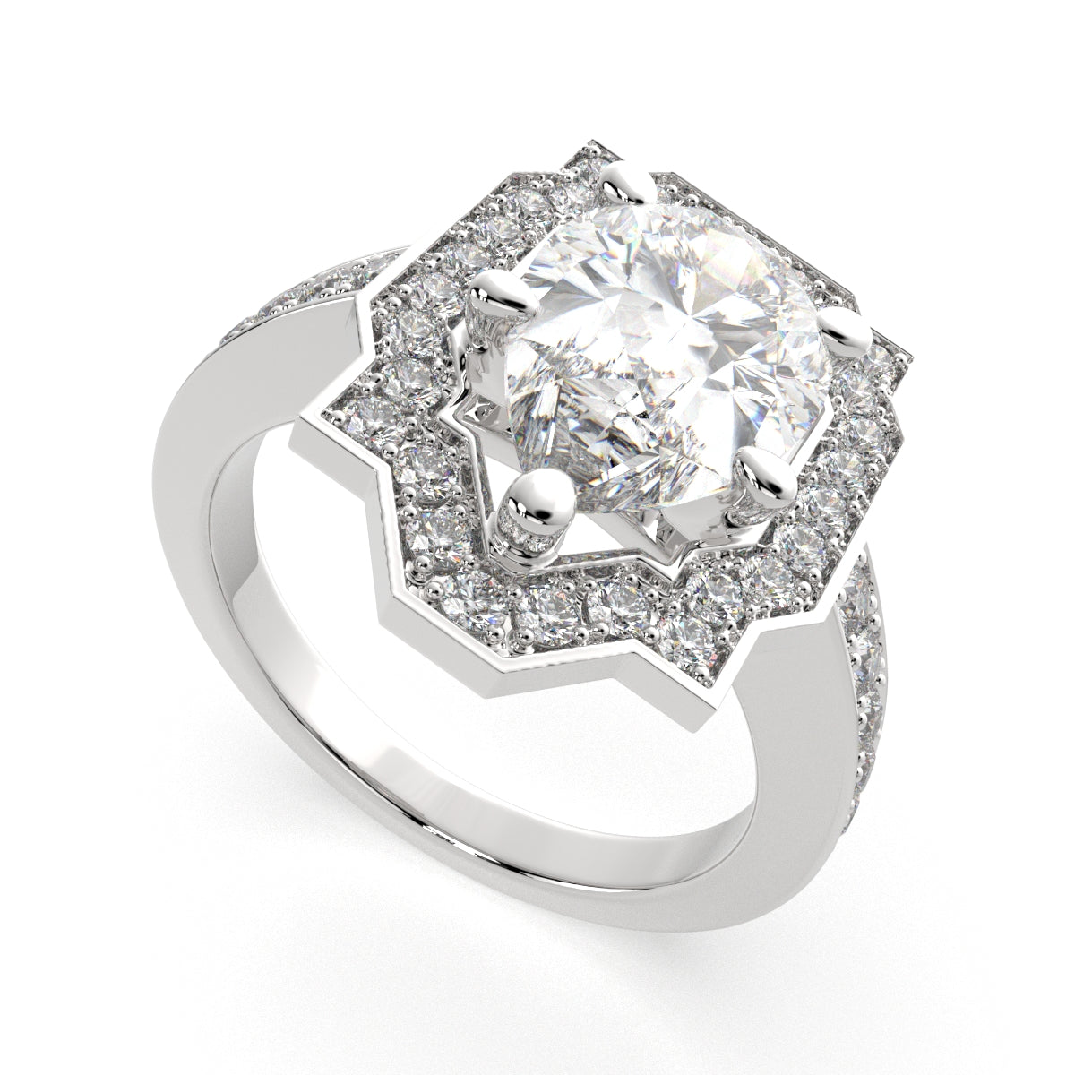 4.5 Carat VS1 D Lab Grown Diamond Halo Pave Pear Ring