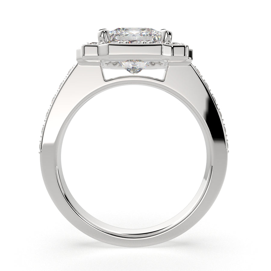 Amalia 4.5 Carat Princess Cut Halo Pave Engagement Ring