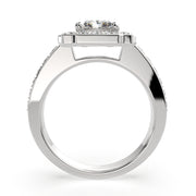 2.5 Carat VS1 D Lab Grown Diamond Halo Pave Radiant Ring