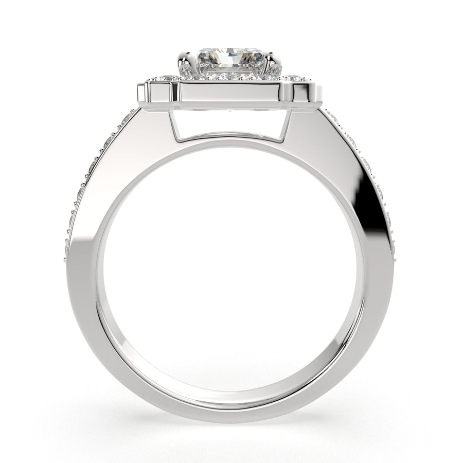 Amalia 1.5 Carat Radiant Cut Halo Pave Engagement Ring