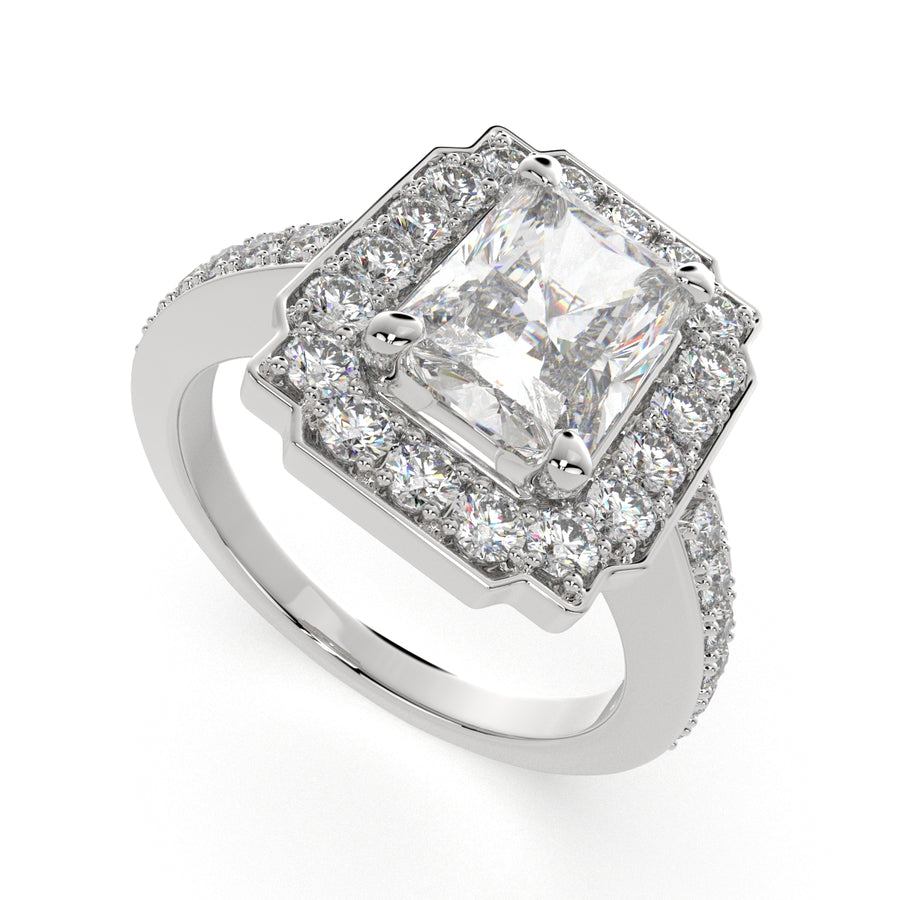 Amalia 1.5 Carat Radiant Cut Halo Pave Engagement Ring