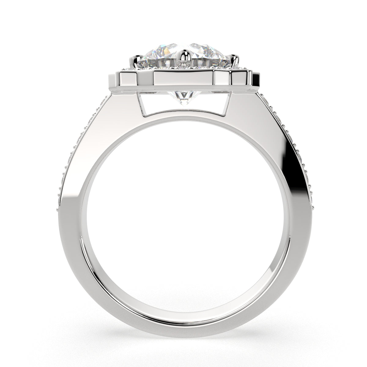 4.5 Carat VS1 D Lab Grown Diamond Halo Pave Round Ring