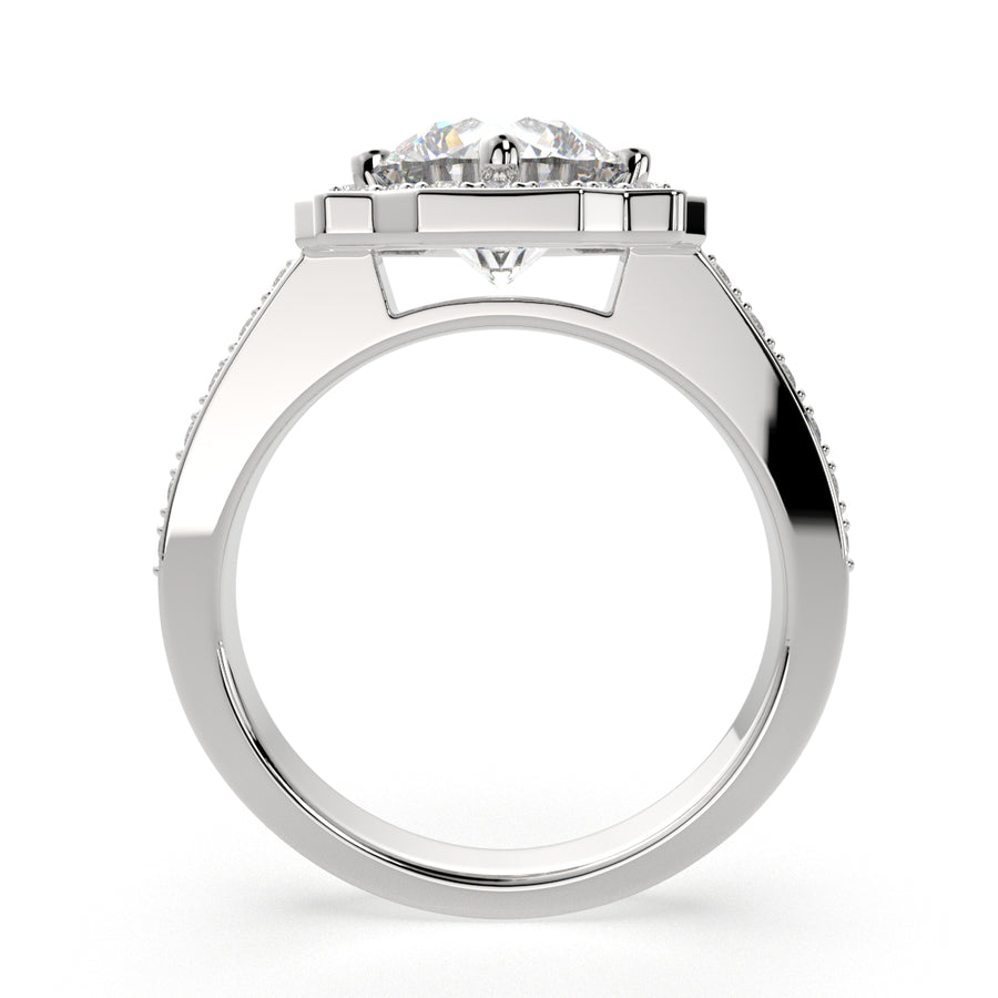 Amalia 4.5 Carat Round Cut Halo Pave Engagement Ring