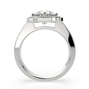 1.5 Carat VS1 D Lab Grown Diamond Halo Pave Round Ring