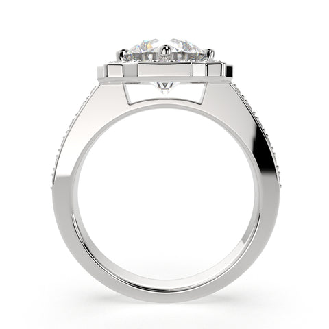 1.5 Carat VS1 D Lab Grown Diamond Halo Pave Round Ring