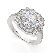 4.5 Carat VS1 D Lab Grown Diamond Halo Pave Round Ring