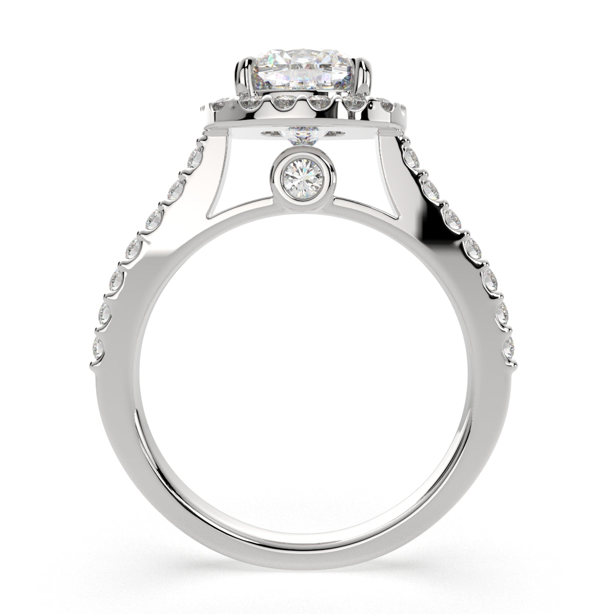 4.5 Carat VS1 D Lab Grown Diamond Halo Pave Cushion Ring