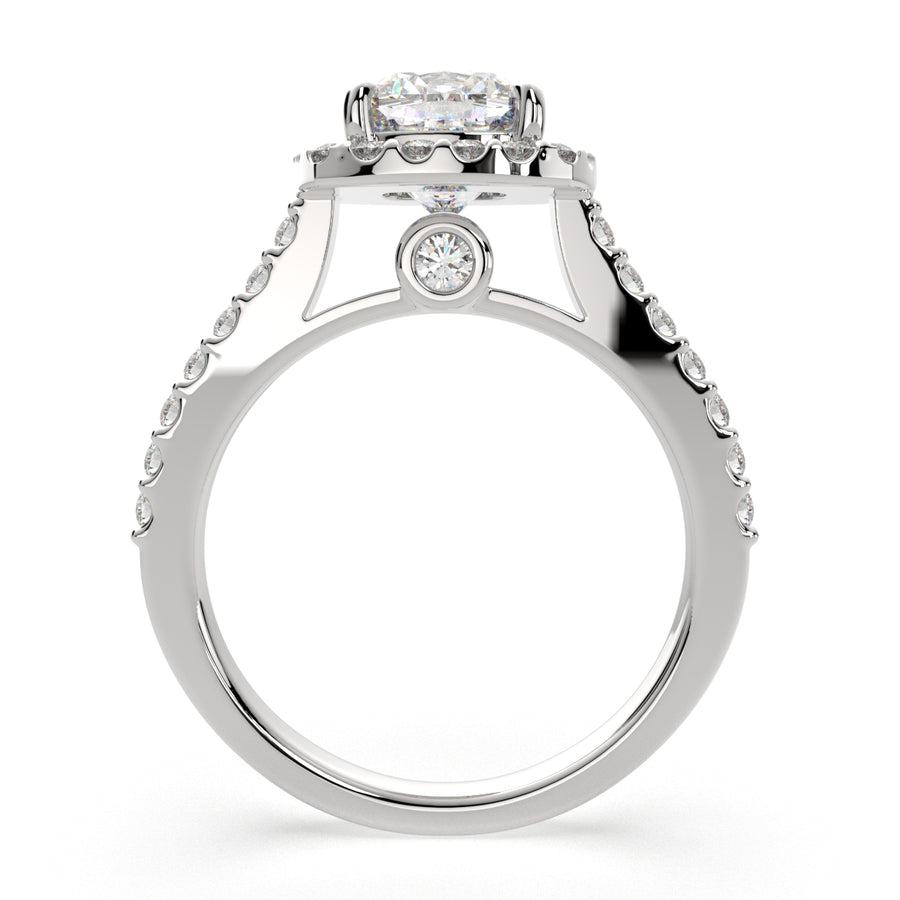 Bianca 4.5 Carat Cushion Cut Halo Pave Engagement Ring