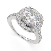 4.5 Carat VS1 D Lab Grown Diamond Halo Pave Cushion Ring