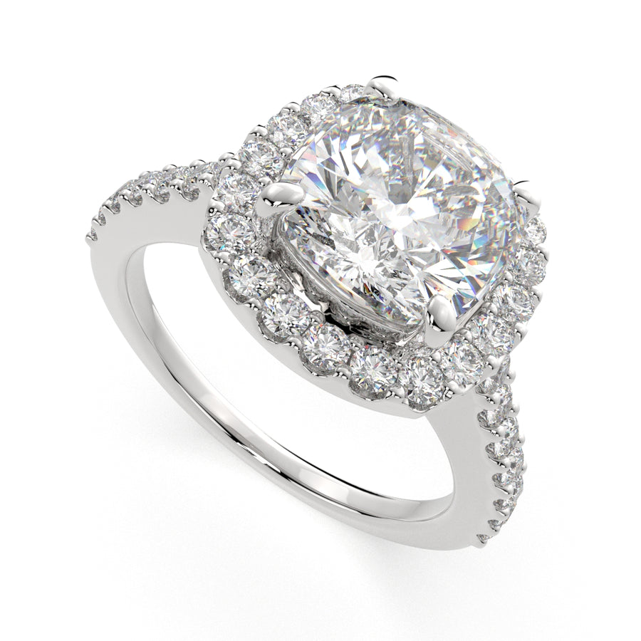 Bianca 3.5 Carat Cushion Cut Halo Pave Engagement Ring