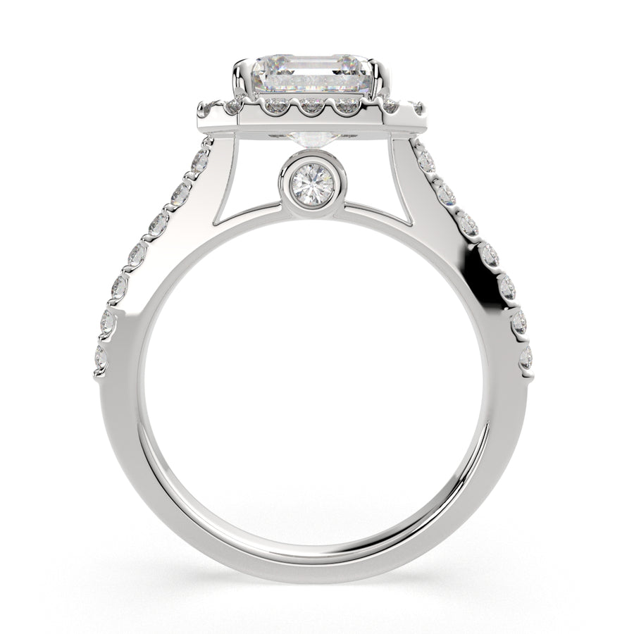 Bianca 3.5 Carat Emerald Cut Halo Pave Engagement Ring