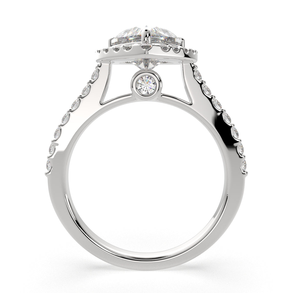 1.5 Carat VS1 D Lab Grown Diamond Halo Pave Heart Ring