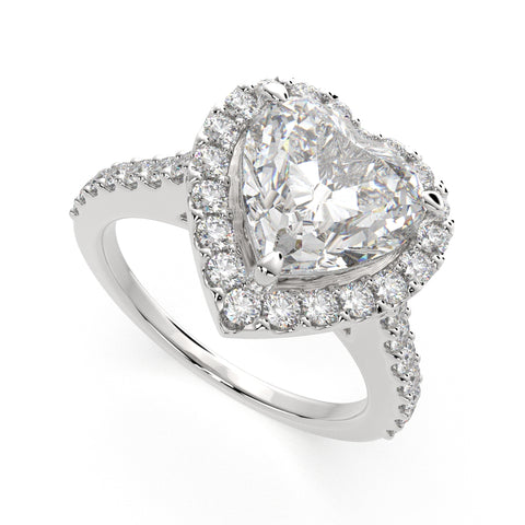 1.5 Carat VS1 D Lab Grown Diamond Halo Pave Heart Ring