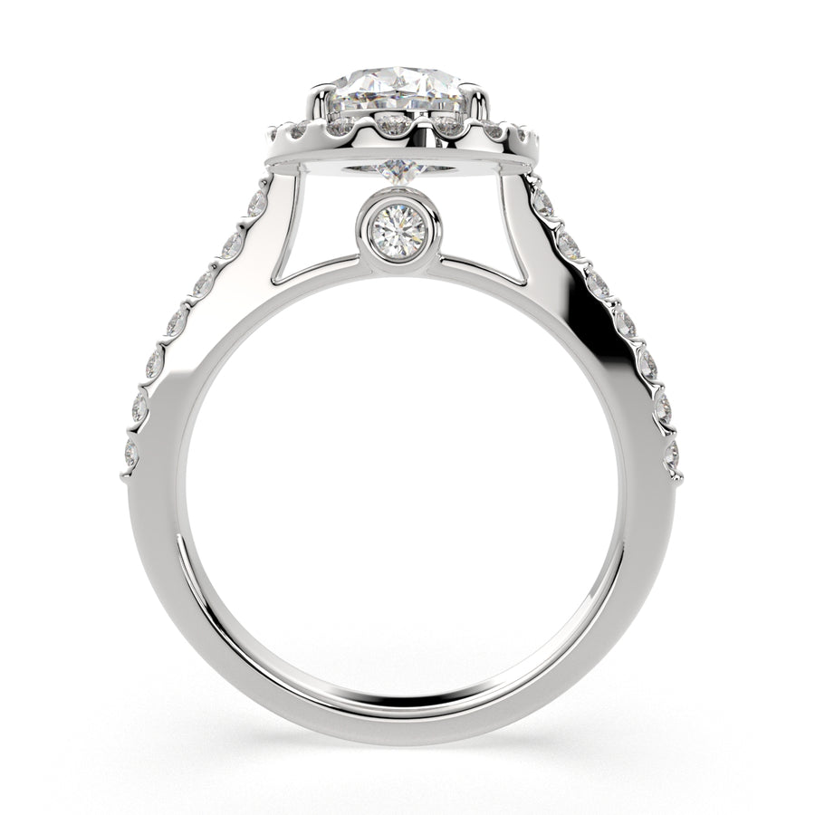 Bianca 2.5 Carat Oval Cut Halo Pave Engagement Ring