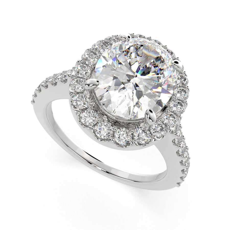 Bianca 4.5 Carat Oval Cut Halo Pave Engagement Ring