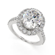 2.5 Carat VS1 D Lab Grown Diamond Halo Pave Oval Ring