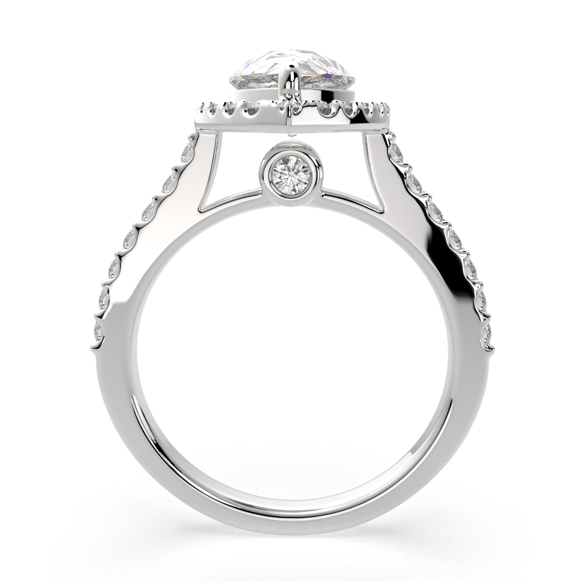 4.5 Carat VS1 D Lab Grown Diamond Halo Pave Pear Ring