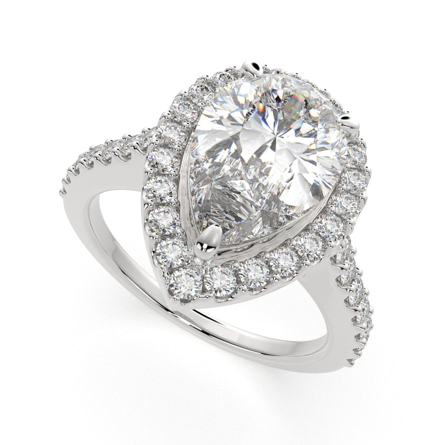 Bianca 1.5 Carat Pear Cut Halo Pave Engagement Ring
