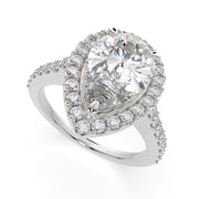 4.5 Carat VS1 D Lab Grown Diamond Halo Pave Pear Ring