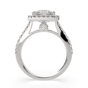 3.5 Carat VS1 D Lab Grown Diamond Halo Pave Princess Ring