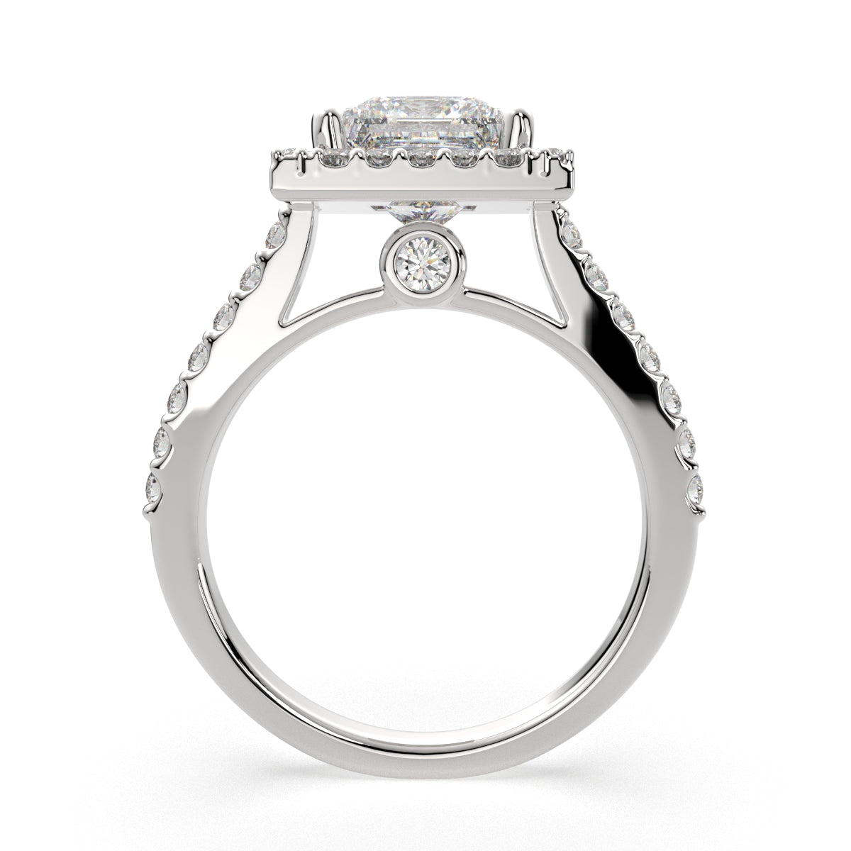 1.5 Carat VS1 D Lab Grown Diamond Halo Pave Princess Ring