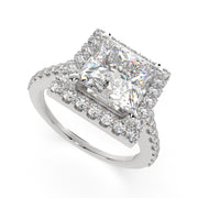 3.5 Carat VS1 D Lab Grown Diamond Halo Pave Princess Ring