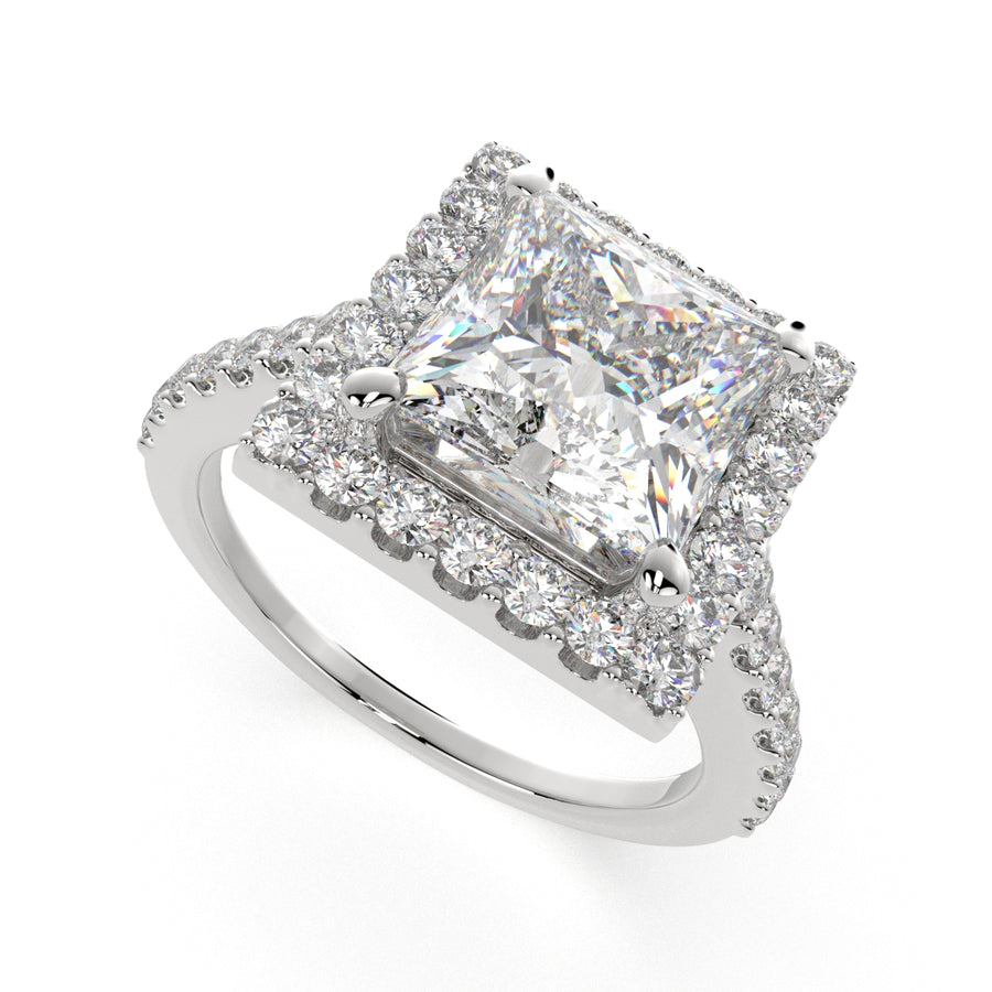 Bianca 1.5 Carat Princess Cut Halo Pave Engagement Ring