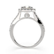 2.5 Carat VS1 D Lab Grown Diamond Halo Pave Radiant Ring