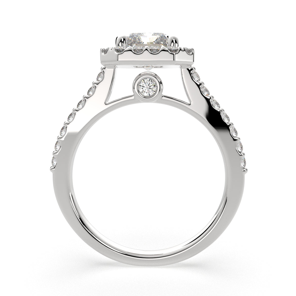 3.5 Carat VS1 D Lab Grown Diamond Halo Pave Radiant Ring