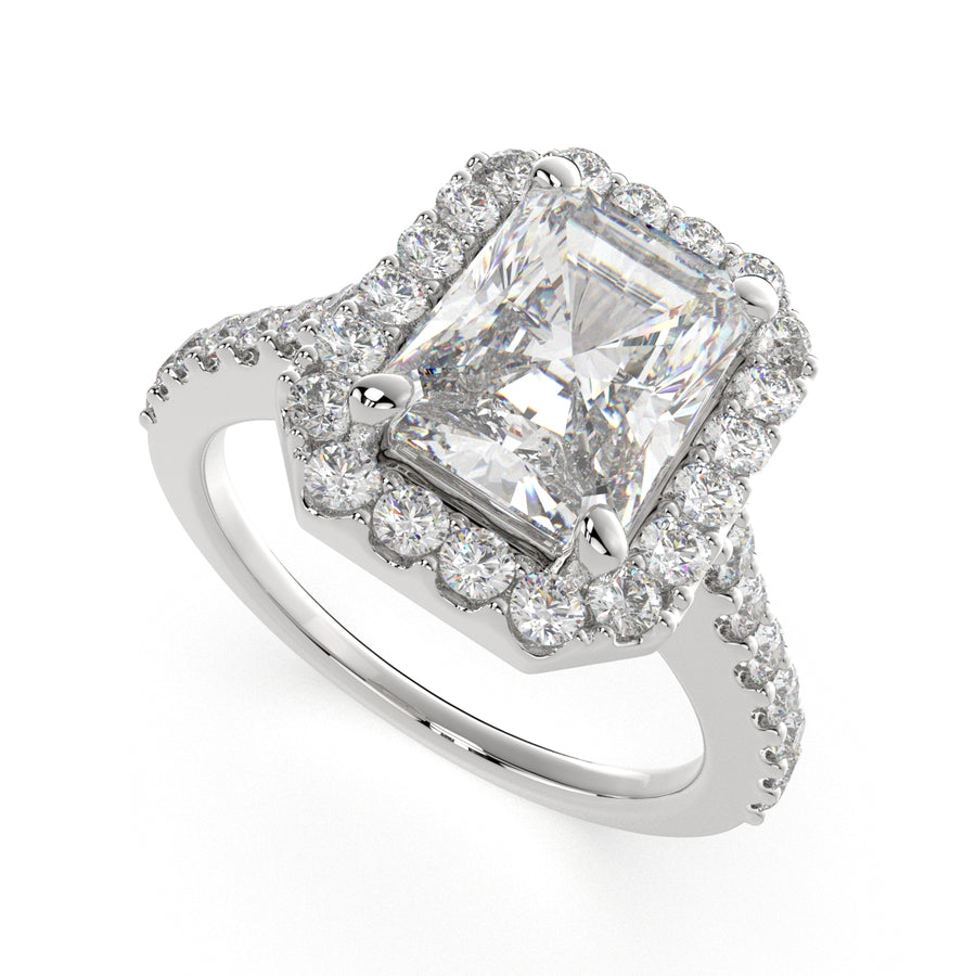 Bianca 2.5 Carat Radiant Cut Halo Pave Engagement Ring