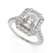 4.5 Carat VS1 D Lab Grown Diamond Halo Pave Radiant Ring