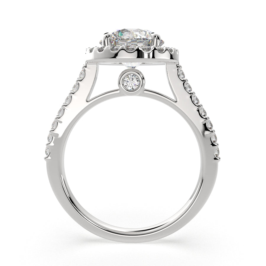 Bianca 1.5 Carat Round Cut Halo Pave Engagement Ring