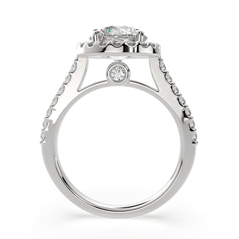 2.5 Carat VS1 D Lab Grown Diamond Halo Pave Round Ring