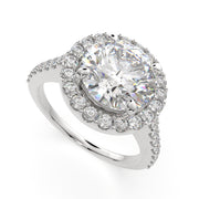 1.5 Carat VS1 D Lab Grown Diamond Halo Pave Round Ring
