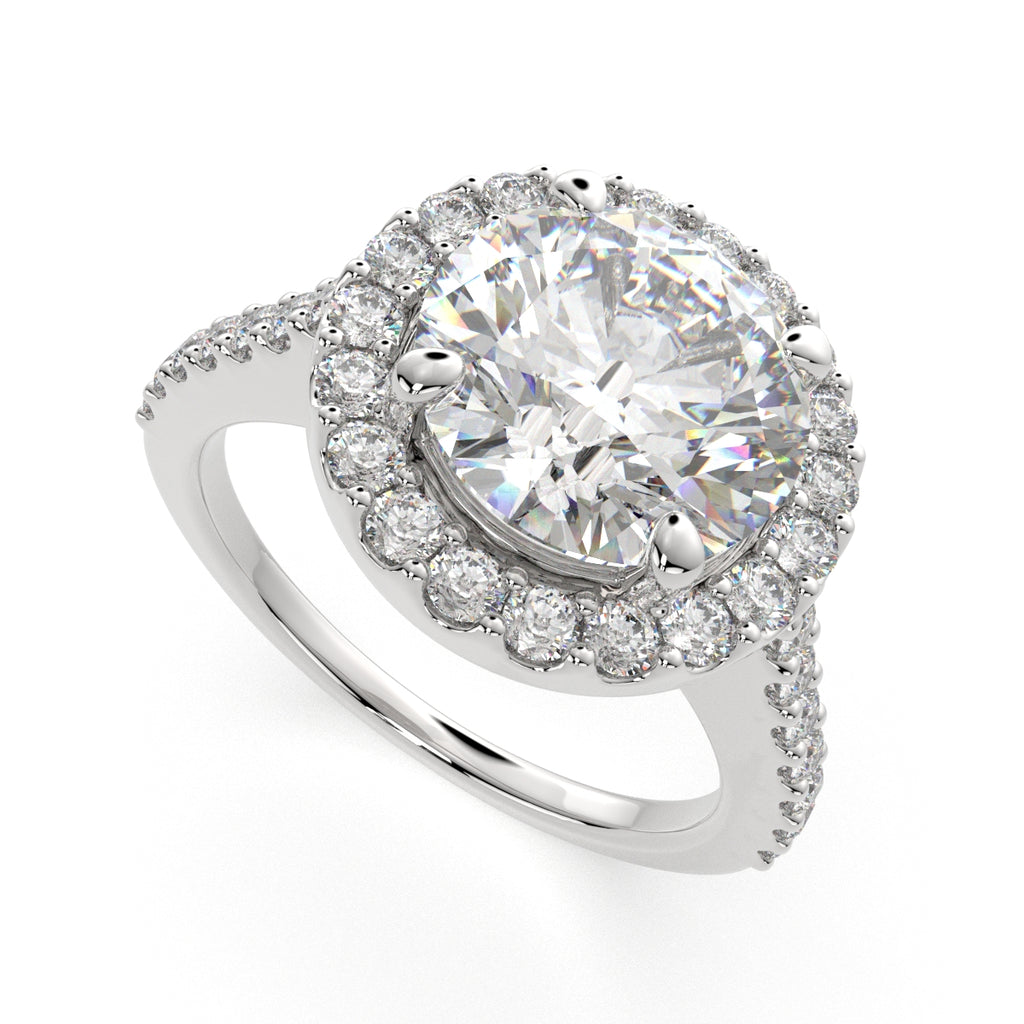 2.5 Carat VS1 D Lab Grown Diamond Halo Pave Round Ring