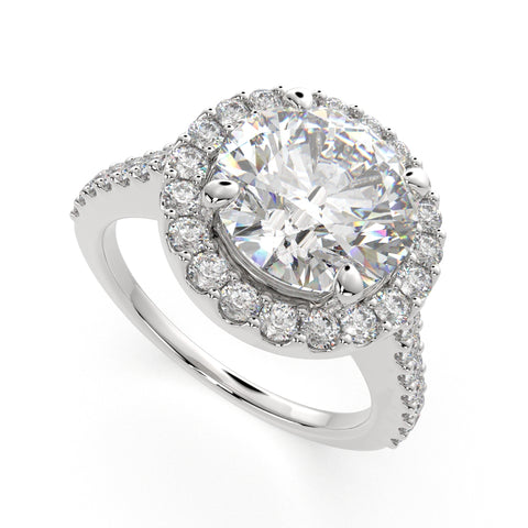 2.5 Carat VS1 D Lab Grown Diamond Halo Pave Round Ring
