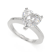 2 Carat VS1 D Lab Grown Diamond Solitaire Heart Ring