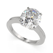 4 Carat VS1 D Lab Grown Diamond Solitaire Oval Ring